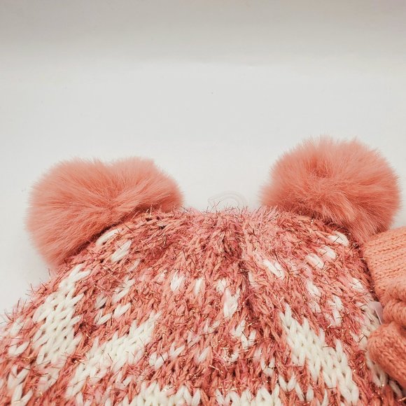 NWT KIDS DOUBLE POM POM HAT & GLOVE SET - Picture 4 of 4